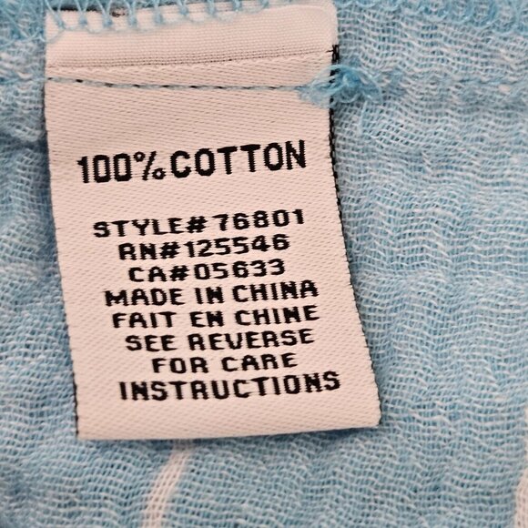 Habitat Blue Striped Gauze Like Tunic Top Large Long Sleeve Lagenlook Boho - Picture 6 of 9